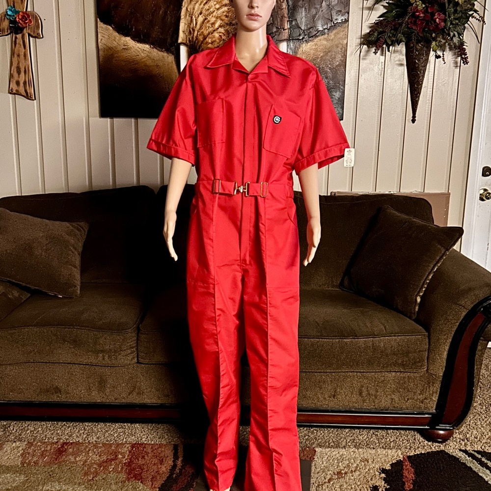 American Classic by Para-Suit ~ Vtg ~ USA~ Large Red ~ Coveralls/Jumpsuit ~ New